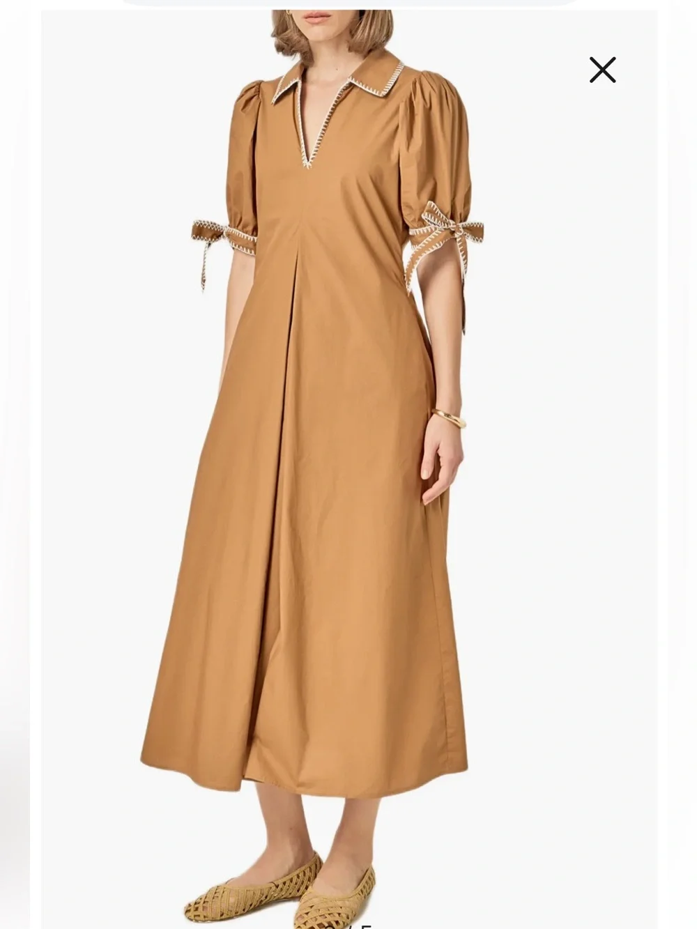 English Factory - Stitch Detailed Midi Dress BROWN / L